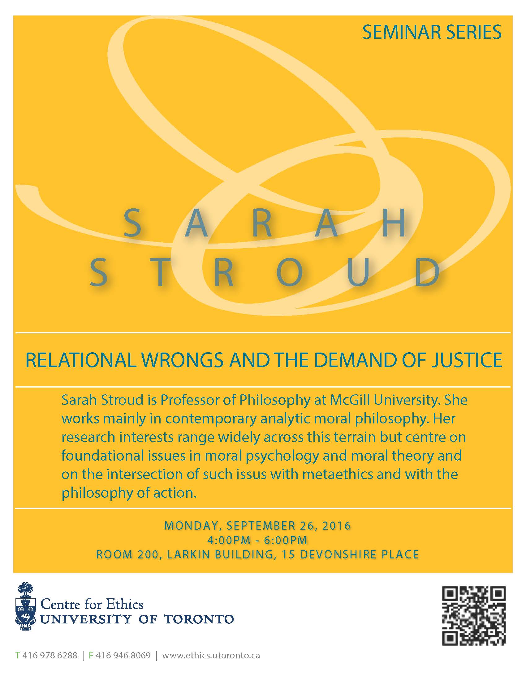 Sarah Stroud, Department of Philosophy, McGill University